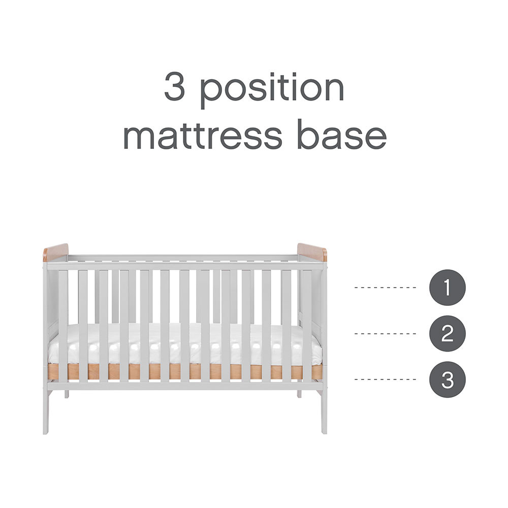 Tutti Bambini Rio Cot Bed with Changer & Mattress – Dove Grey/Oak - Image 4