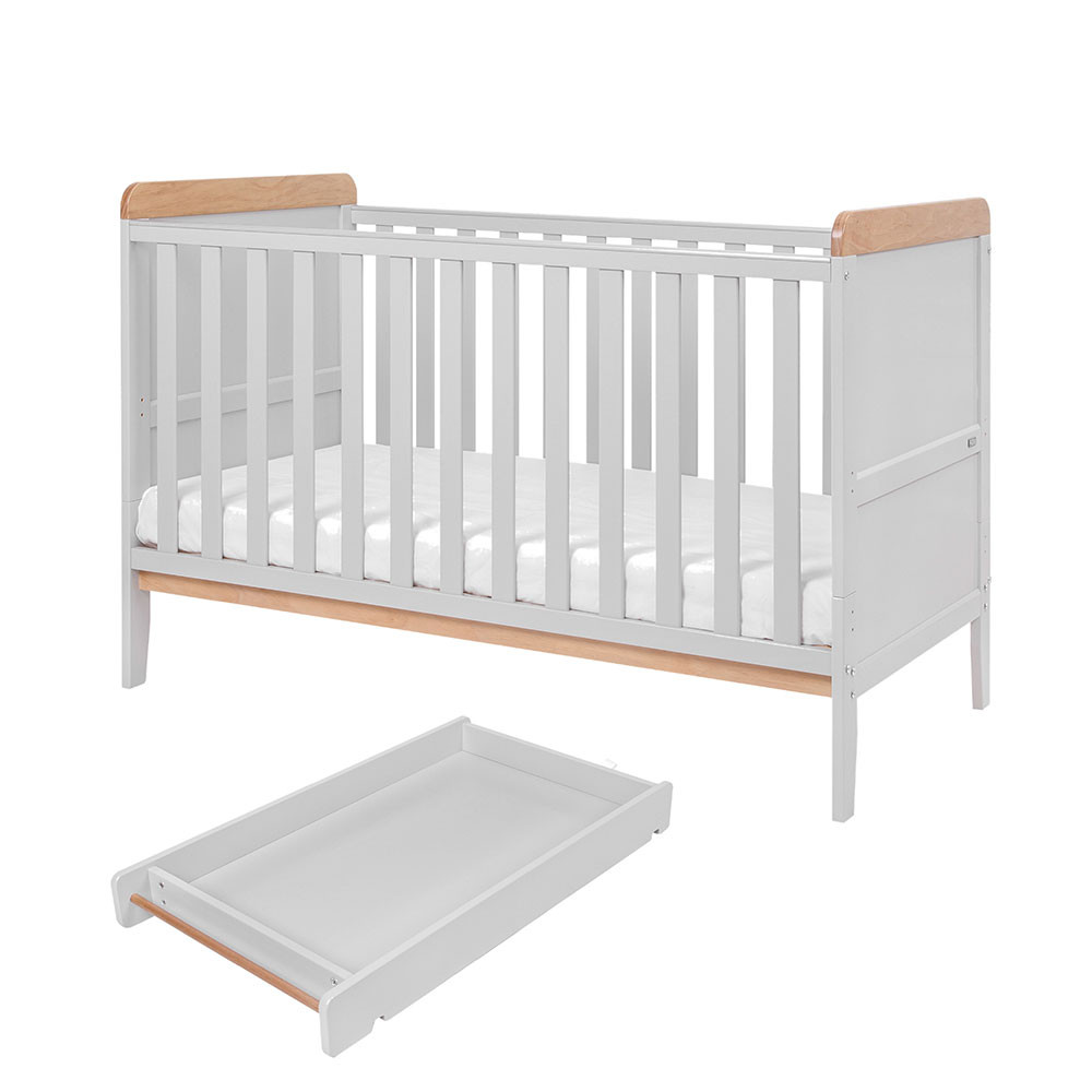 Tutti Bambini Rio Cot Bed with Changer & Mattress – Dove Grey/Oak - Image 3