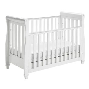 Babymore Eva Sleigh Drop Side Cot Bed White