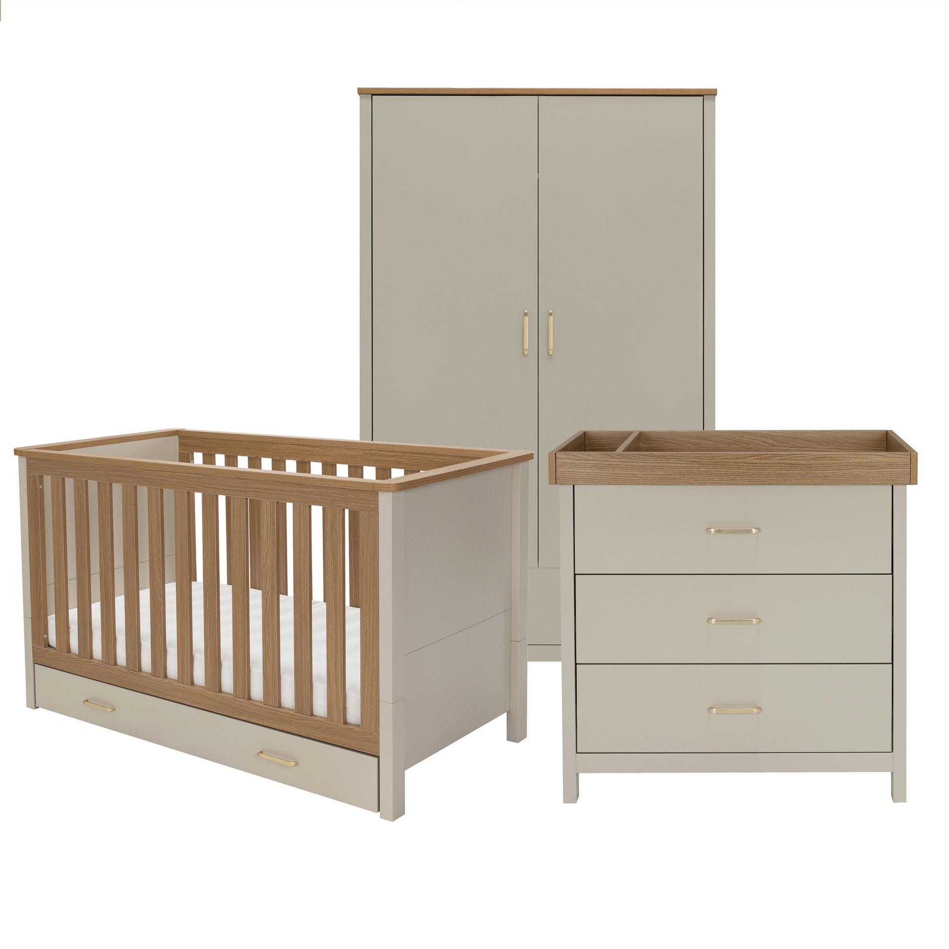 Babymore Mira 3 Piece Nursery Room Set - Cashmere warm Oak - Image 2